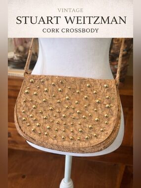 Stuart Weitzman Cork Crossbody with Gold Studs
